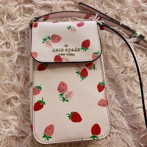 Kate Spade Staci Wild Strawberries North South Flap  Phone Crossbody pink bag